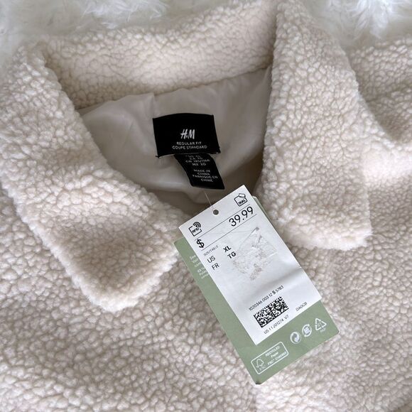 H&M RELAXED FIT FAUX SHEARLING OVERSHIRT - Picture 4 of 5